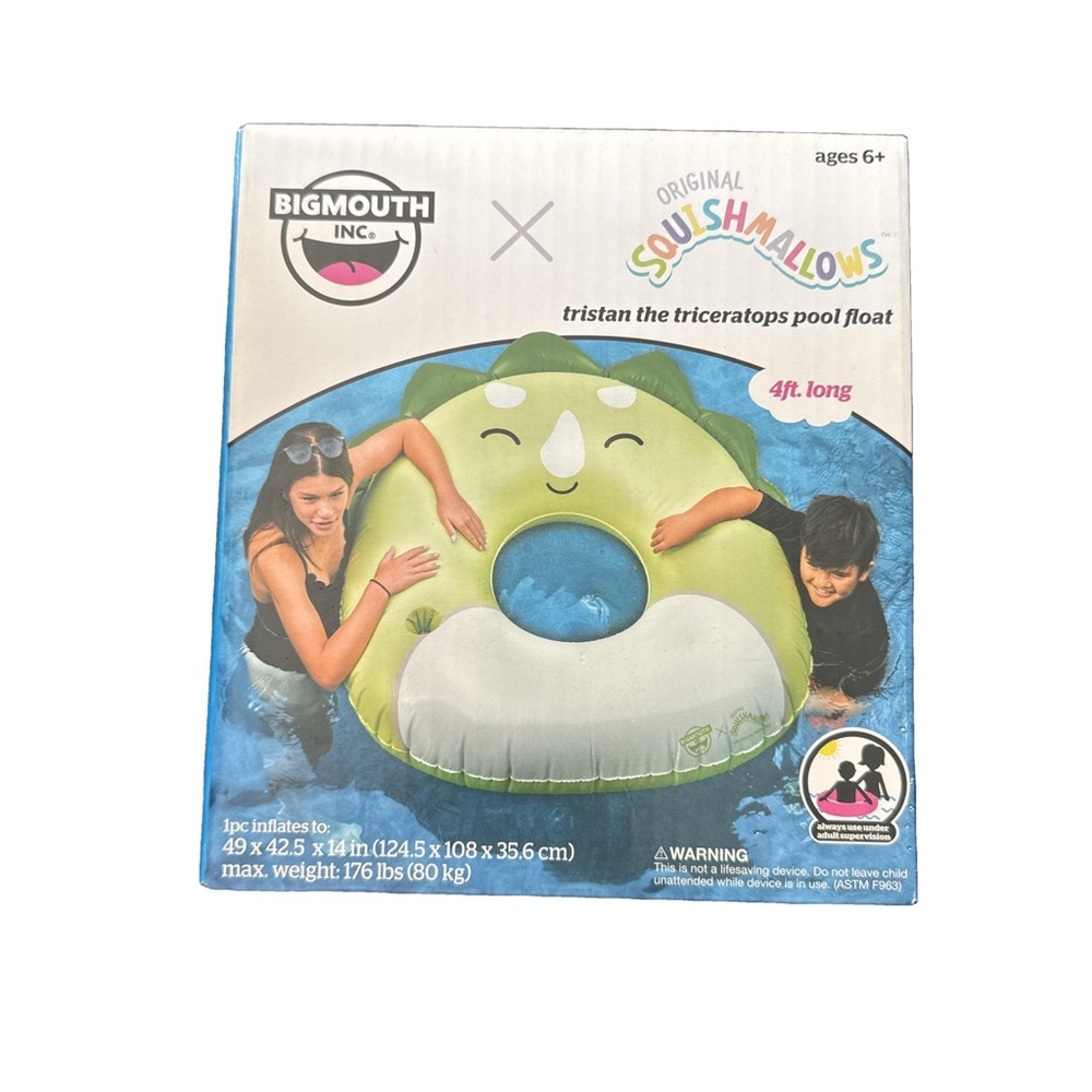 New Big Mouth Inc. Squishmallows Triceratops Pool Float.